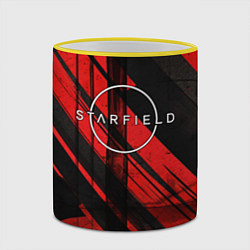 Кружка 3D Starfield logo red black background, цвет: 3D-желтый кант — фото 2