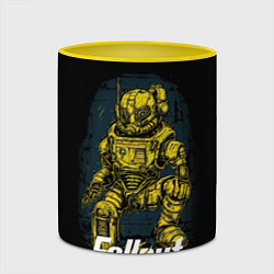 Кружка 3D Желтая броня Фалаут, цвет: 3D-белый + желтый — фото 2
