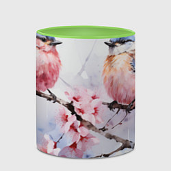 Кружка 3D Птицы в ветвях сакуры акварель, цвет: 3D-белый + светло-зеленый — фото 2