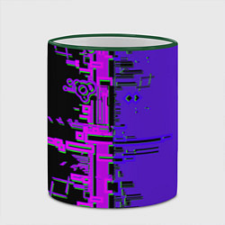 Кружка 3D Кибер-глитч фиолетовый, цвет: 3D-зеленый кант — фото 2