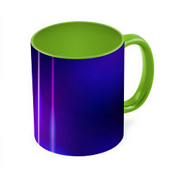 Кружка 3D Neon glow - vaporwave - strips, цвет: 3D-белый + светло-зеленый