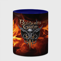 Кружка 3D Baldurs Gate 3 fire logo, цвет: 3D-белый + синий — фото 2