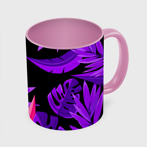 Кружка цветная Floral composition - neon / 3D-Белый + розовый – фото 1
