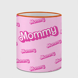 Кружка 3D Мамочка в стиле барби - паттерн розовый, цвет: 3D-оранжевый кант — фото 2