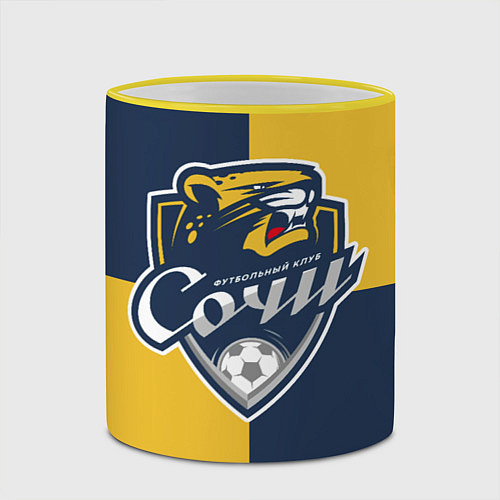 Кружка цветная Футбольный клуб Сочи / 3D-Желтый кант – фото 2
