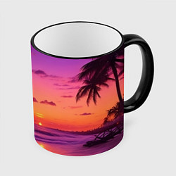 Кружка 3D Пляж vice city, цвет: 3D-черный кант