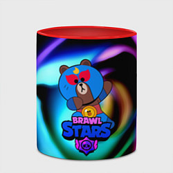 Кружка 3D Brawl stars neon teddy, цвет: 3D-белый + красный — фото 2