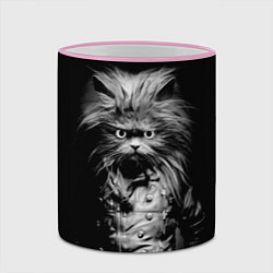 Кружка 3D Кот черный хипстер, цвет: 3D-розовый кант — фото 2