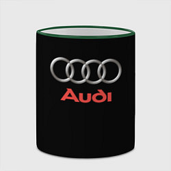 Кружка 3D Audi sport на чёрном, цвет: 3D-зеленый кант — фото 2