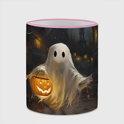 Кружка цветная Приведение с тыквой / 3D-Розовый кант – фото 2