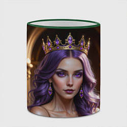 Кружка 3D Девушка с фиолетовыми волосами в короне, цвет: 3D-зеленый кант — фото 2