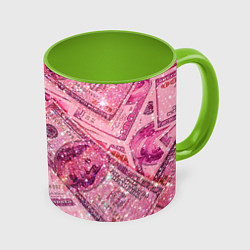 Кружка 3D Дорого богато, цвет: 3D-белый + светло-зеленый