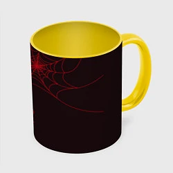 Кружка 3D Красная паутина, цвет: 3D-белый + желтый