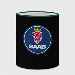 Кружка 3D Saab sport auto car, цвет: 3D-зеленый кант — фото 2