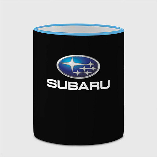 Кружка цветная Subaru sport auto car / 3D-Небесно-голубой кант – фото 2