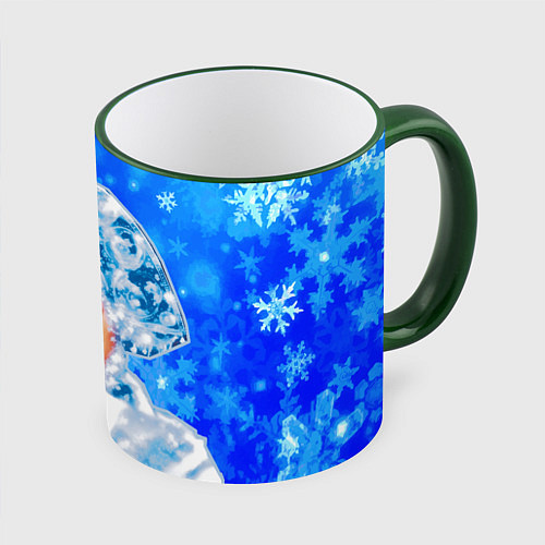 Кружка цветная Красивая русская снегурочка / 3D-Зеленый кант – фото 1