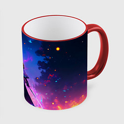 Кружка 3D Шогун Райден - Геншин Импакт, цвет: 3D-красный кант