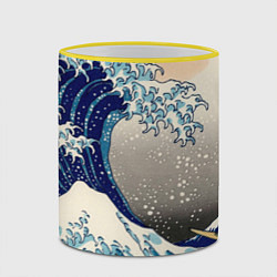 Кружка 3D Великая волна от Канагава, цвет: 3D-желтый кант — фото 2