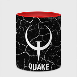 Кружка 3D Quake glitch на темном фоне, цвет: 3D-белый + красный — фото 2