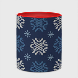 Кружка 3D Снежинки спицами - узоры зимы, цвет: 3D-белый + красный — фото 2