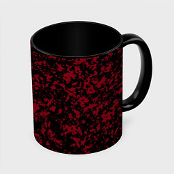 Кружка 3D Красно-чёрная пятнистая текстура, цвет: 3D-белый + черный