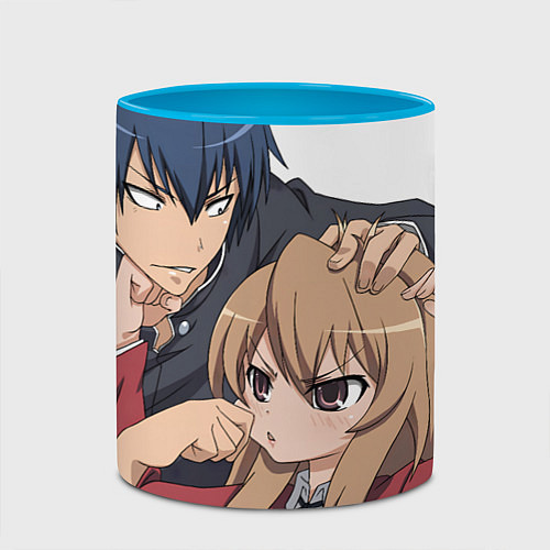 Кружка цветная Toradora Тайга Рюдзи / 3D-Белый + небесно-голубой – фото 2