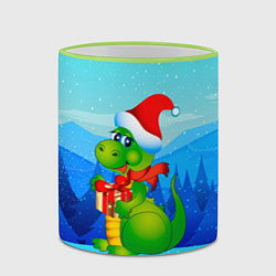 Кружка 3D Дракон с подарком новый год, цвет: 3D-светло-зеленый кант — фото 2