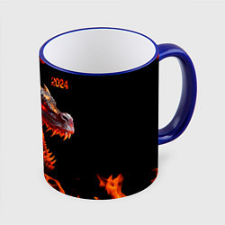 Кружка 3D Огненный дракон 2024 год, цвет: 3D-синий кант
