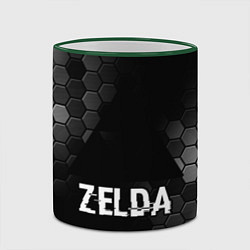 Кружка 3D Zelda glitch на темном фоне, цвет: 3D-зеленый кант — фото 2