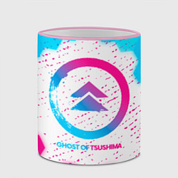 Кружка 3D Ghost of Tsushima neon gradient style, цвет: 3D-розовый кант — фото 2