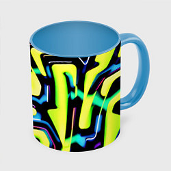Кружка 3D Mirror abstract composition - неон, цвет: 3D-белый + небесно-голубой