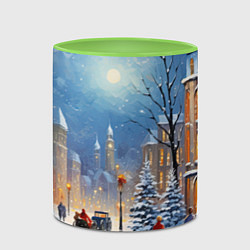 Кружка 3D Новогодний городской пейзаж, цвет: 3D-белый + светло-зеленый — фото 2