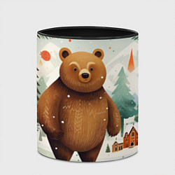 Кружка 3D Рождественский мишка фолк-арт, цвет: 3D-белый + черный — фото 2