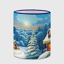 Кружка 3D Зимний домик и елка, цвет: 3D-синий кант — фото 2