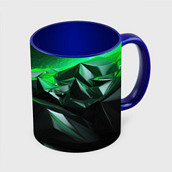 Кружка 3D Green abstract geometry, цвет: 3D-белый + синий