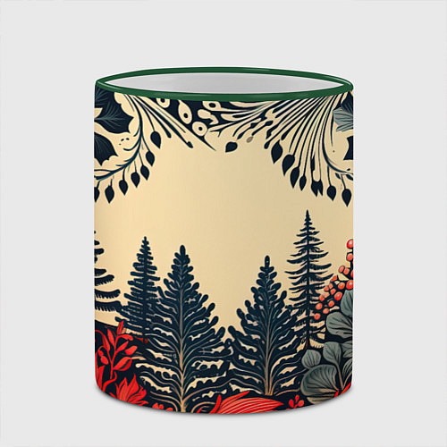 Кружка цветная Новогодний лес / 3D-Зеленый кант – фото 2