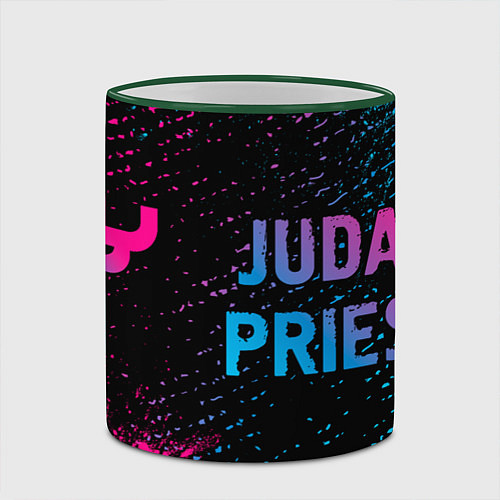 Кружка цветная Judas Priest - neon gradient по-горизонтали / 3D-Зеленый кант – фото 2