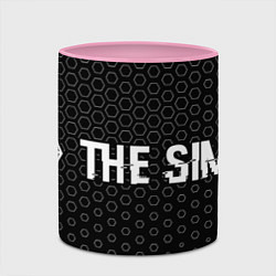 Кружка 3D The Sims glitch на темном фоне по-горизонтали, цвет: 3D-белый + розовый — фото 2