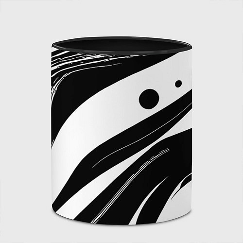 Кружка цветная Abstract black and white composition / 3D-Белый + черный – фото 2