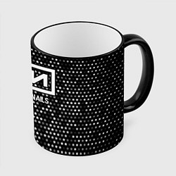 Кружка 3D Nine Inch Nails glitch на темном фоне, цвет: 3D-черный кант
