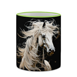 Кружка 3D Лошадь белая в ночи, цвет: 3D-светло-зеленый кант — фото 2