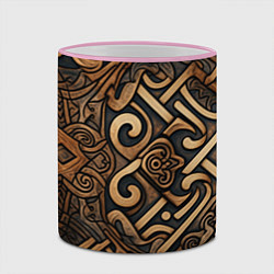 Кружка 3D Асимметричный узор в викингском стиле, цвет: 3D-розовый кант — фото 2