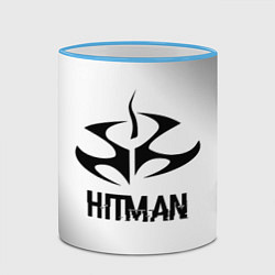 Кружка 3D Hitman glitch на светлом фоне, цвет: 3D-небесно-голубой кант — фото 2