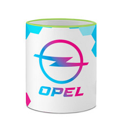 Кружка 3D Opel neon gradient style, цвет: 3D-светло-зеленый кант — фото 2