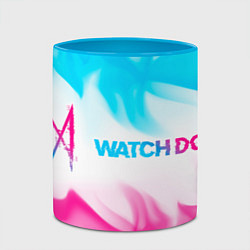 Кружка 3D Watch Dogs neon gradient style по-горизонтали, цвет: 3D-белый + небесно-голубой — фото 2