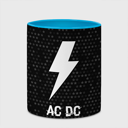 Кружка цветная AC DC glitch на темном фоне / 3D-Белый + небесно-голубой – фото 2