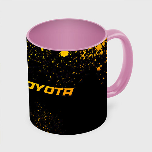 Кружка цветная Toyota - gold gradient по-горизонтали / 3D-Белый + розовый – фото 1