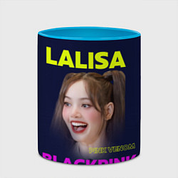 Кружка 3D Lalisa - девушка из группы Blackpink, цвет: 3D-белый + небесно-голубой — фото 2