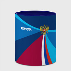 Кружка 3D Герб и триколор России с геометрией, цвет: 3D-белый + синий — фото 2