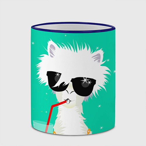 Кружка цветная Лама - альпака на чиле / 3D-Синий кант – фото 2